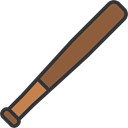 equipment, bat, weapon, sports, stick, baseball bat Black icon
