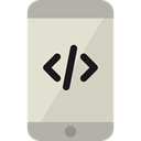 mobile phone, cellphone, smartphone, touch screen, technology, Coding, App Gainsboro icon