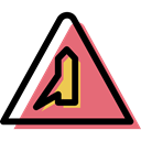 signs, intersection, triangle, warning, traffic sign, Alert, danger Black icon