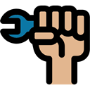 Fist, protest, worker, Wrench, Gestures, Hand Gesture, Fists Black icon