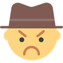 Angry, interface, Emoticon, Face, Gangster, people Khaki icon