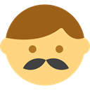 moustache, Heads, Facial Hair, interface, hipster, emoticons, faces, people Khaki icon