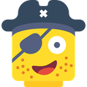 Face, pirate, Lego, interface, Angry, Patch, Emoticon Gold icon