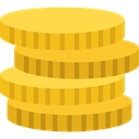 Coins, Business, Money, Cash, Currency, stack Goldenrod icon