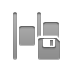 Left, Diskette, distribute, horizontal Gray icon
