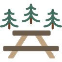 people, table, Camping, Picnic, Park, Bench, Rest Area Black icon