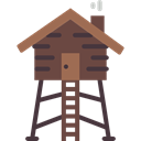 Cabin, rural, Lodge, buildings Black icon