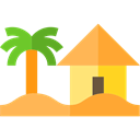 landscape, Palm Tree, Beach, house, nature Black icon