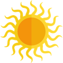 Sunny, sun, warm, summer, Summertime, weather, nature, meteorology Gold icon