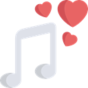 Hearts, song, music player, music, romantic, Quaver, musical note Black icon