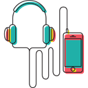 portable, mp3, technology, musical, music player, digital, earphones Black icon