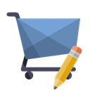 Cart, Shoping, pencil Black icon