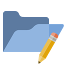 Folder, pencil, open SkyBlue icon