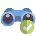 Binoculars, checkmark Black icon