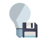 off, Diskette, ligthbulb Black icon