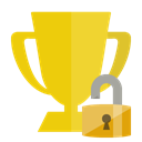 Lock, trophy, open Gold icon