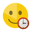 Clock, smiley Gold icon