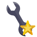 Wrench, technical, star Black icon