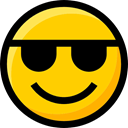 Ideogram, Emoji, interface, sunglasses, feelings, Smileys, faces, emoticons Gold icon