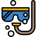 Diving, goggle, Snorkel, sports, Mask, Dive, sea, Summertime, travel Black icon
