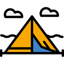 Tent, rural, travel, Camping, woods, Forest, nature Black icon