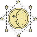 Moon, symbols, philosophy, miscellaneous, medieval, Alchemy, Esoteric Black icon