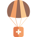 Healthcare And Medical, Charity, Parachute, donation, help, Solidarity, first aid kit Black icon