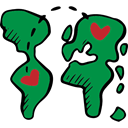 Long Distance, Hearts, Valentines Day, love, Geography, Maps And Flags, Continents ForestGreen icon