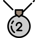 second, Prize, Silver Medal, sports, Sports And Competition, medal Black icon