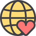 donation, worldwide, Earth Grid, Heart, Solidarity, internet, Charity, help, Maps And Location DarkSlateGray icon