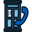 Phone Booth, Communication, Telephone Box, phone call, Communications, technology Black icon