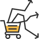 Stats, Market Trends, shopping cart, Commerce And Shopping, graph Black icon