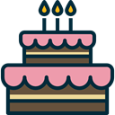 Dessert, Food And Restaurant, birthday, cake, food, Birthday Cake, Celebration, Bakery MidnightBlue icon