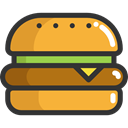 Burger, sandwich, Food And Restaurant, hamburger, food, Fast food, junk food Goldenrod icon