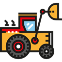 Construction, transportation, Bulldozer, transport, Excavator Black icon