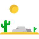 Cactus, sun, Desert, nature, landscape Black icon