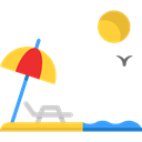 vacations, Holidays, Sun Umbrella, Sunbed, summer, Beach Black icon