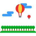 hot air balloon, flight, transport, transportation Black icon