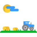 field, nature, Fields, hills, Country, landscape, house, Farm, tractor, rural Black icon