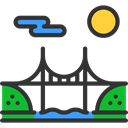 river, buildings, Construction, bridge, Architectonic, engineering, Architecture And City DarkSlateGray icon
