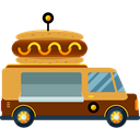 transportation, truck, transport, van, Fast food, trucking, Delivery Truck, Hot Dog, Shipping And Delivery Black icon
