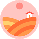 house, nature, Fields, Country, Farm, rural, hills Pink icon