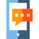 Chat, touch screen, mobile phone, speech bubble, cellphone, smartphone, technology SkyBlue icon