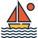 sailing, transportation, Boats, Boat, transport, sail, Sailboat DarkSlateGray icon