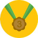 medal, Prize, sports, third, Sports And Competition, Bronze Medal Gold icon