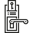 security, Access, hotel, room, Doors, Door Key, Doorknob Black icon