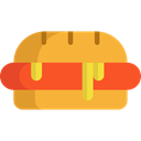 food, Fast food, junk food, Sausage, Hot Dog, Food And Restaurant Goldenrod icon