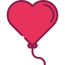 Heart, love, Balloon, balloons, romantic, Heart Shaped, Valentines Day, Birthday And Party Crimson icon