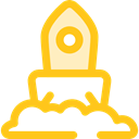 Rocket, transportation, transport, Space Ship, Rocket Ship, Space Ship Launch, Rocket Launch Gold icon