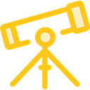 Tools And Utensils, education, Observation, space, telescope, science Gold icon